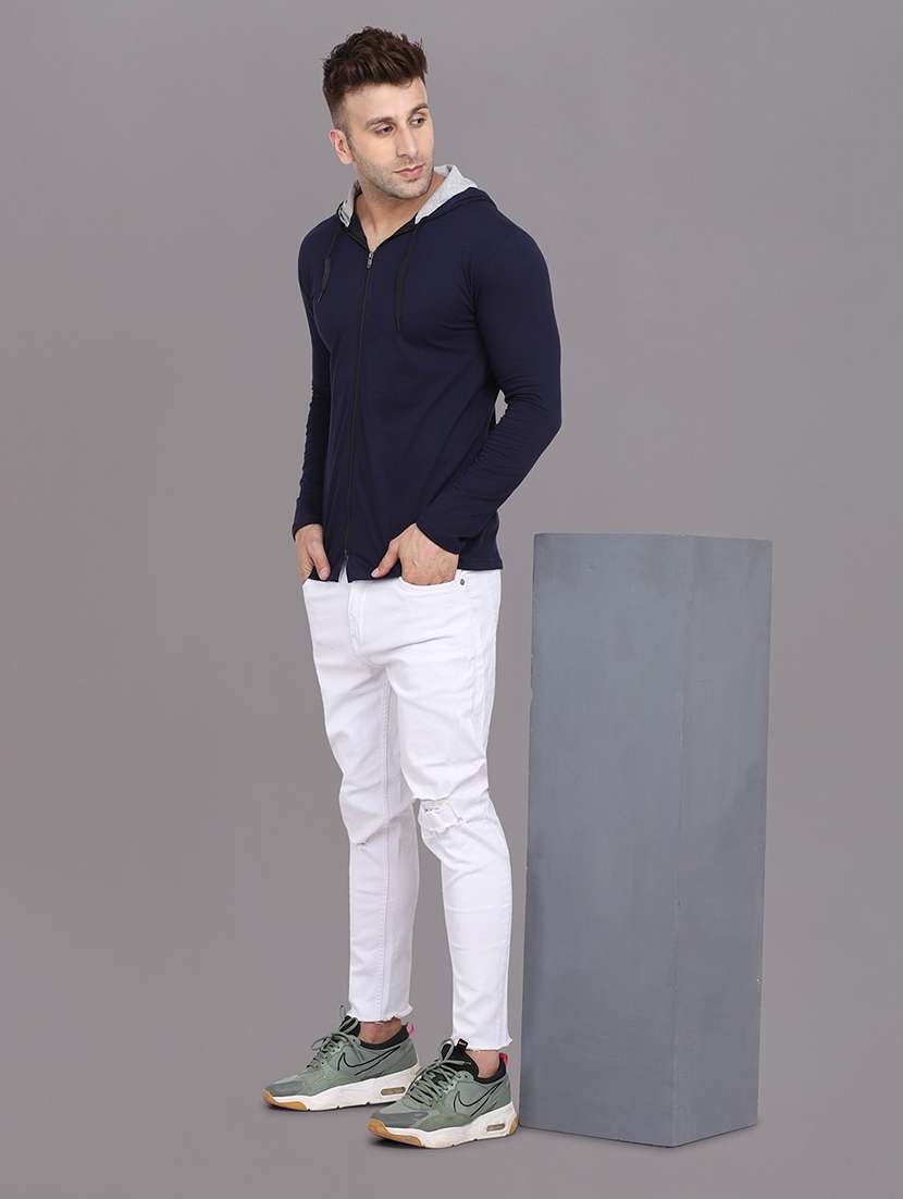 hooded neck solid t-shirt - 20841346 -  Standard Image - 3