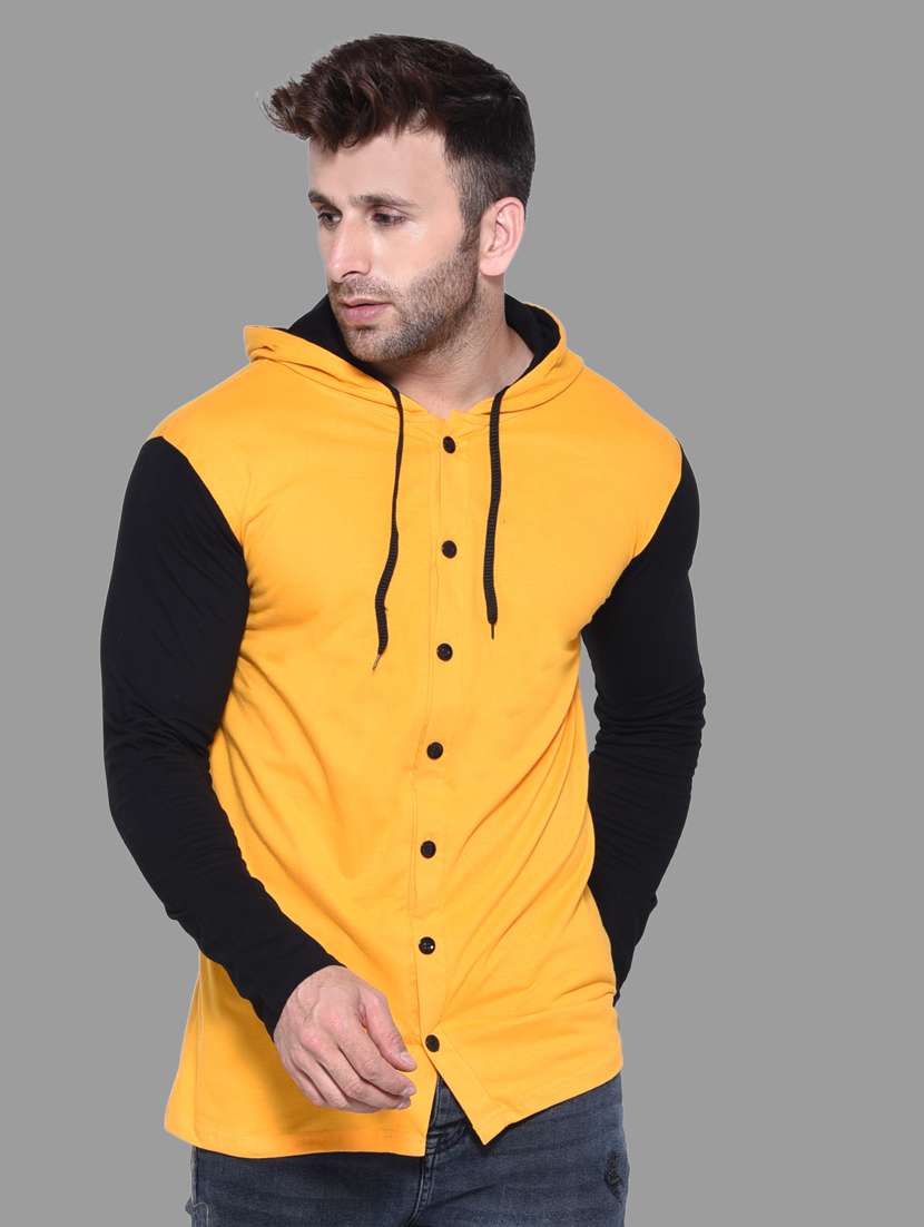 mustard & navy cotton blend t-shirt