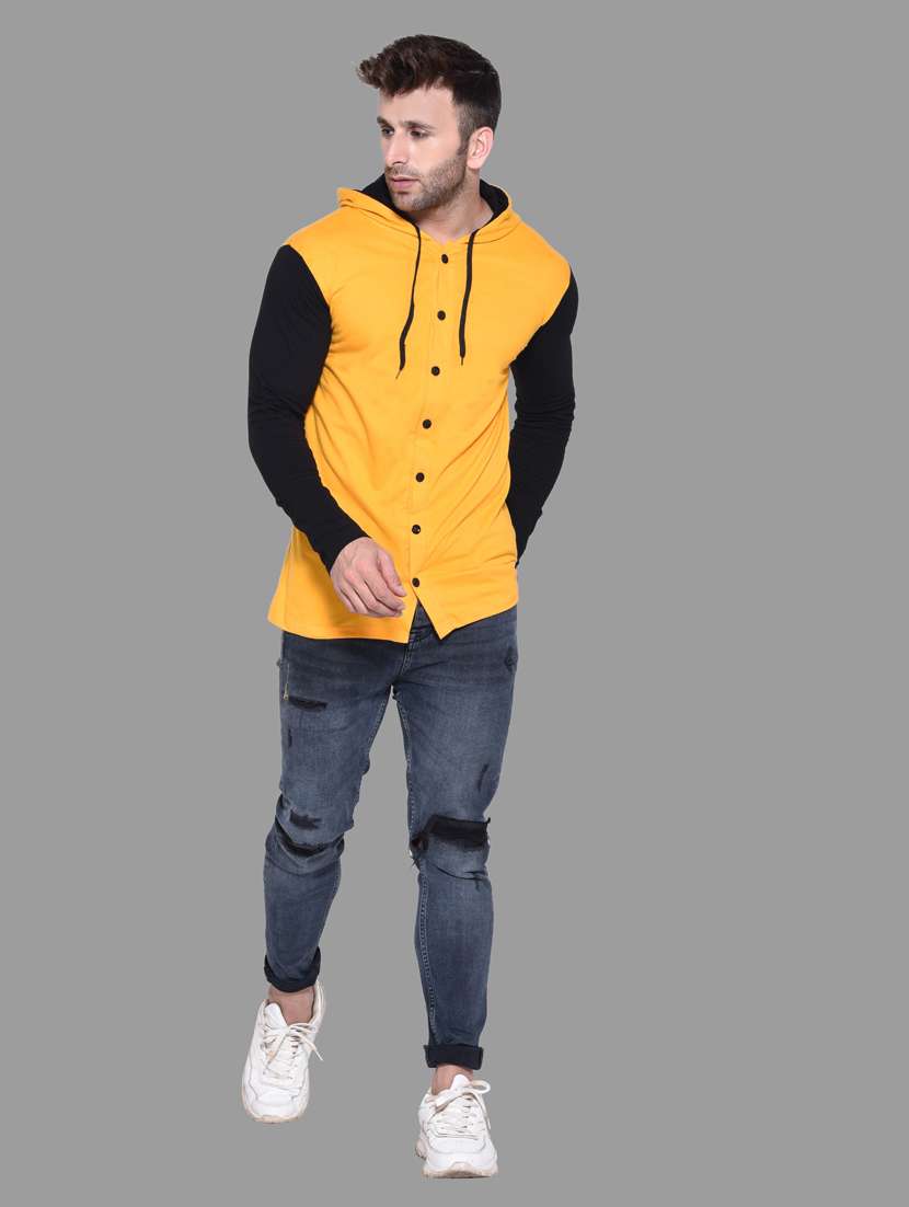 mustard & navy cotton blend t-shirt - 20841369 -  Standard Image - 3
