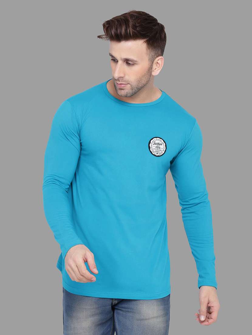 men long sleeved placement printed t-shirt