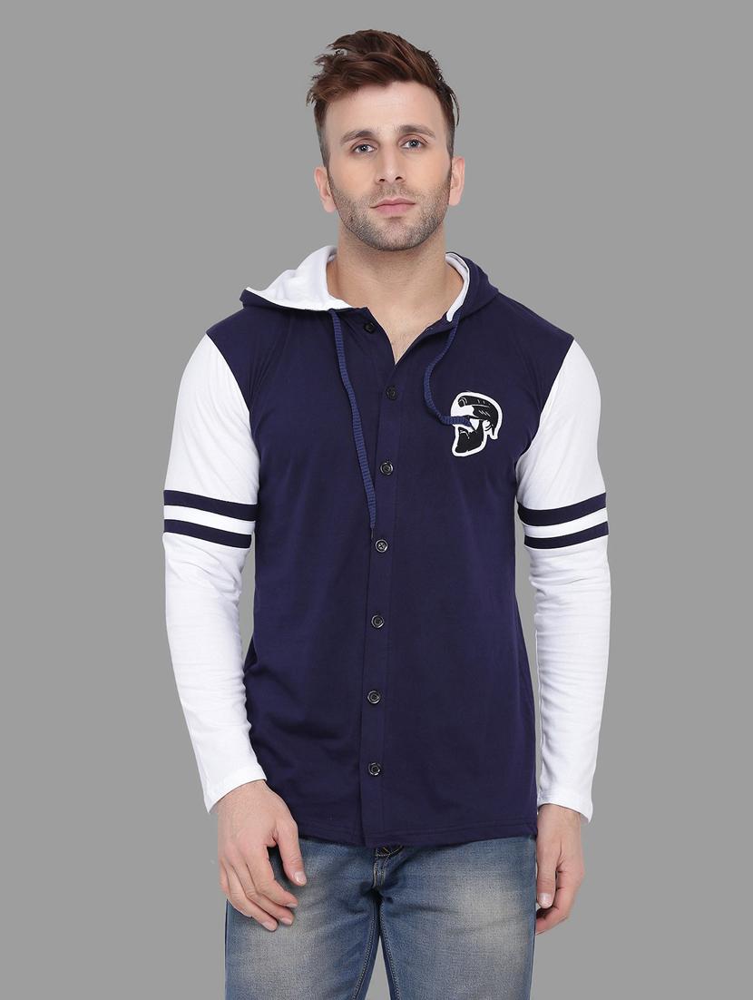 hooded neck color block t-shirt - 20841387 - Zoom Image - 0
