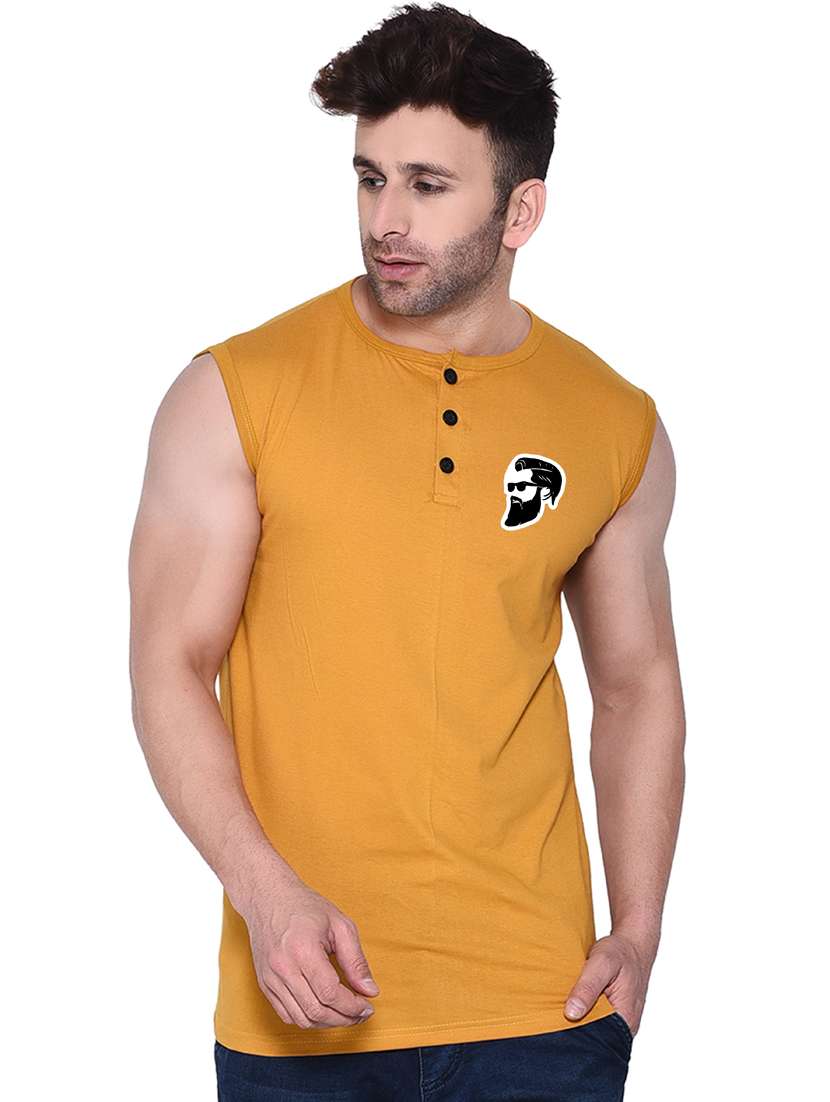 men solid sleeveless t-shirt