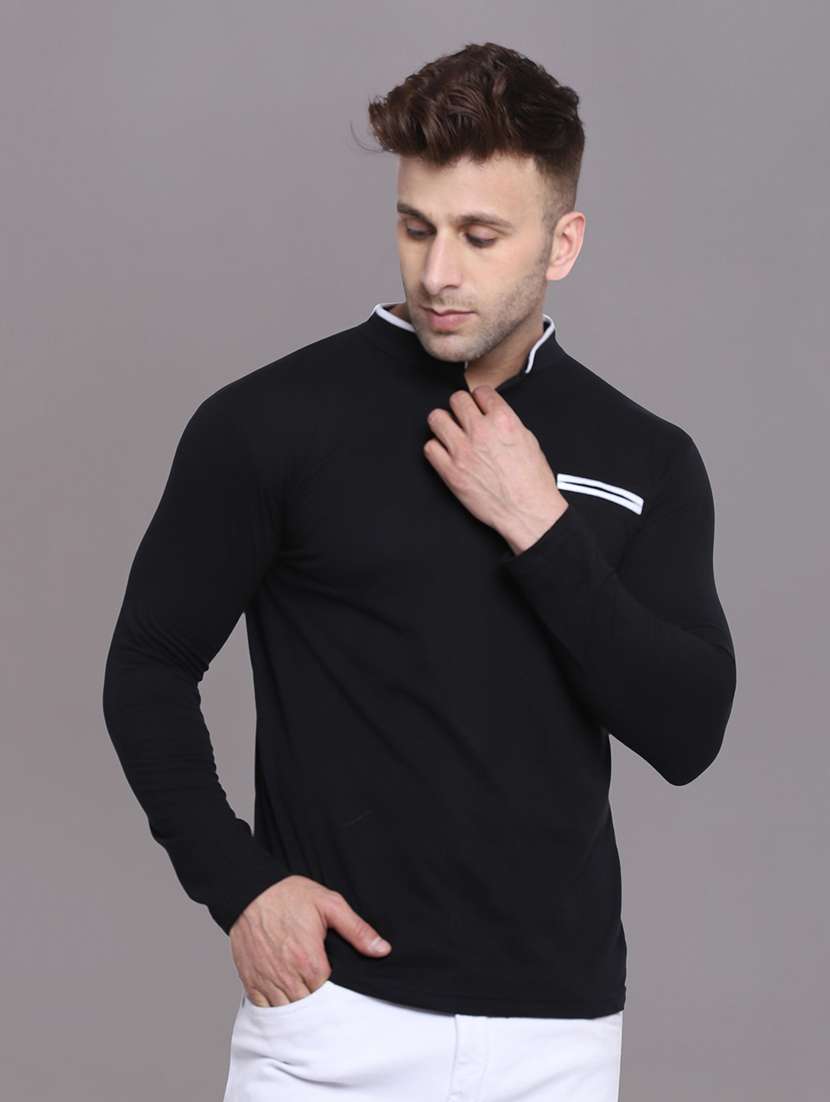 black cotton blend t-shirt