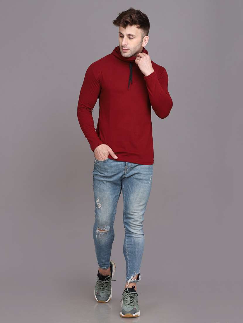 maroon cotton blend t-shirt - 20841446 -  Standard Image - 3