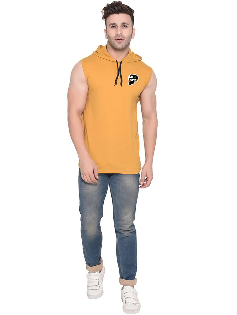 hooded neck solid t-shirt - 20841467 -  Standard Image - 3