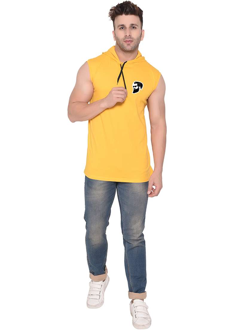 hooded neck solid t-shirt - 20841476 -  Standard Image - 3