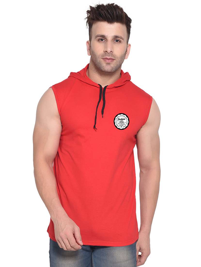 hooded neck solid t-shirt - 20841477 - Zoom Image - 0