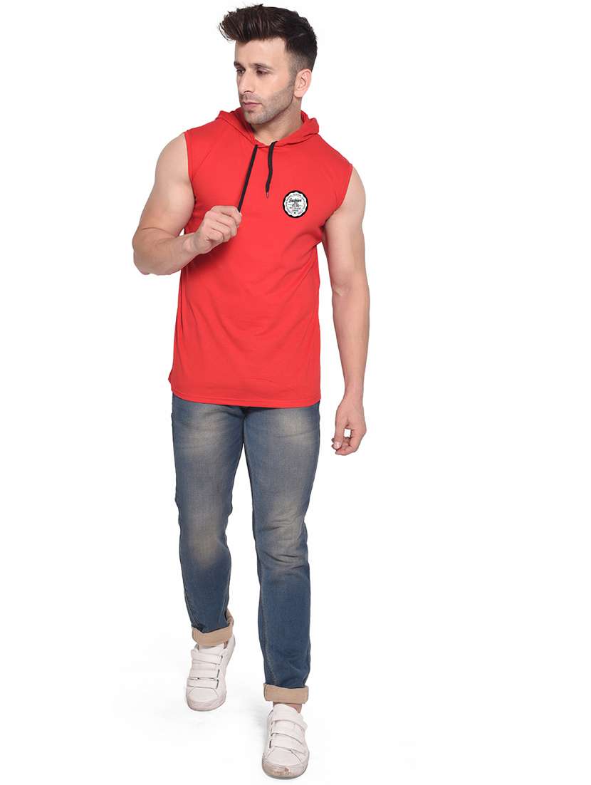 hooded neck solid t-shirt - 20841477 - Standard Image - 3