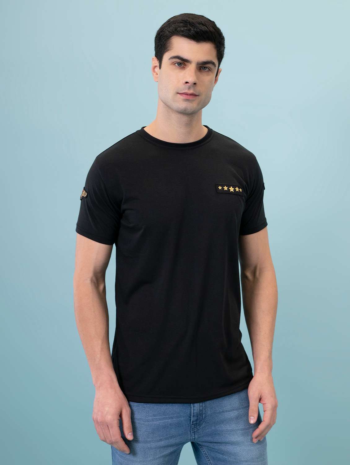 men logo print round neck t-shirt