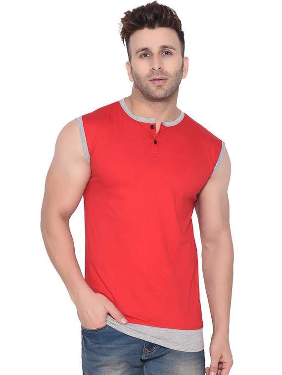 men henleys neck sleeveless t-shirt