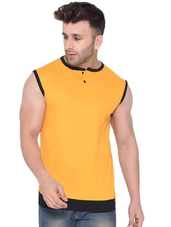 yellow cotton blend t-shirt