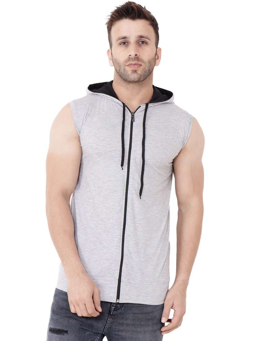 men hooded neck sleeveless t-shirt - 20841523 - Zoom Image - 0
