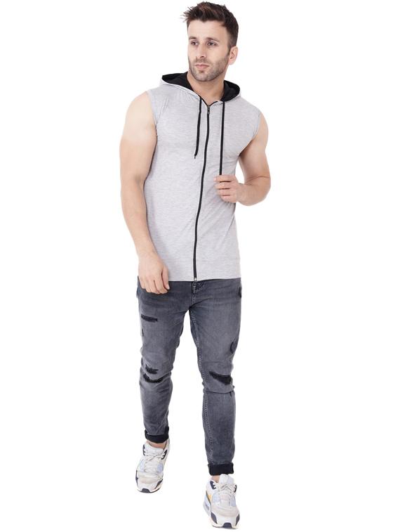 men hooded neck sleeveless t-shirt - 20841523 - Standard Image - 3