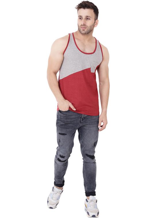 grey & maroon cotton blend t-shirt - 20841544 - Standard Image - 3