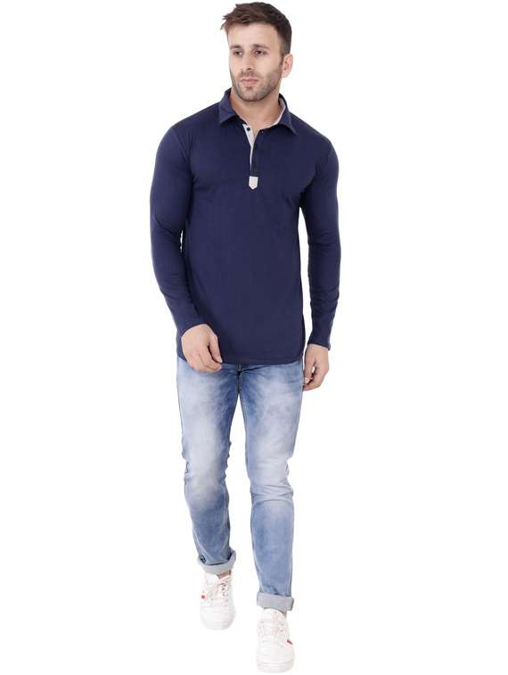 navy blue cotton blend t-shirt - 20841552 -  Standard Image - 3