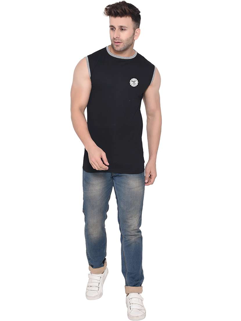 men solid sleeveless t-shirt - 20841571 -  Standard Image - 3
