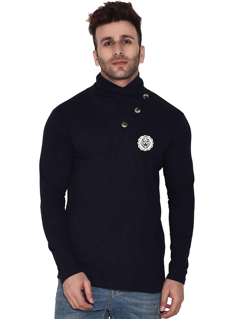 dark blue cotton blend t-shirt