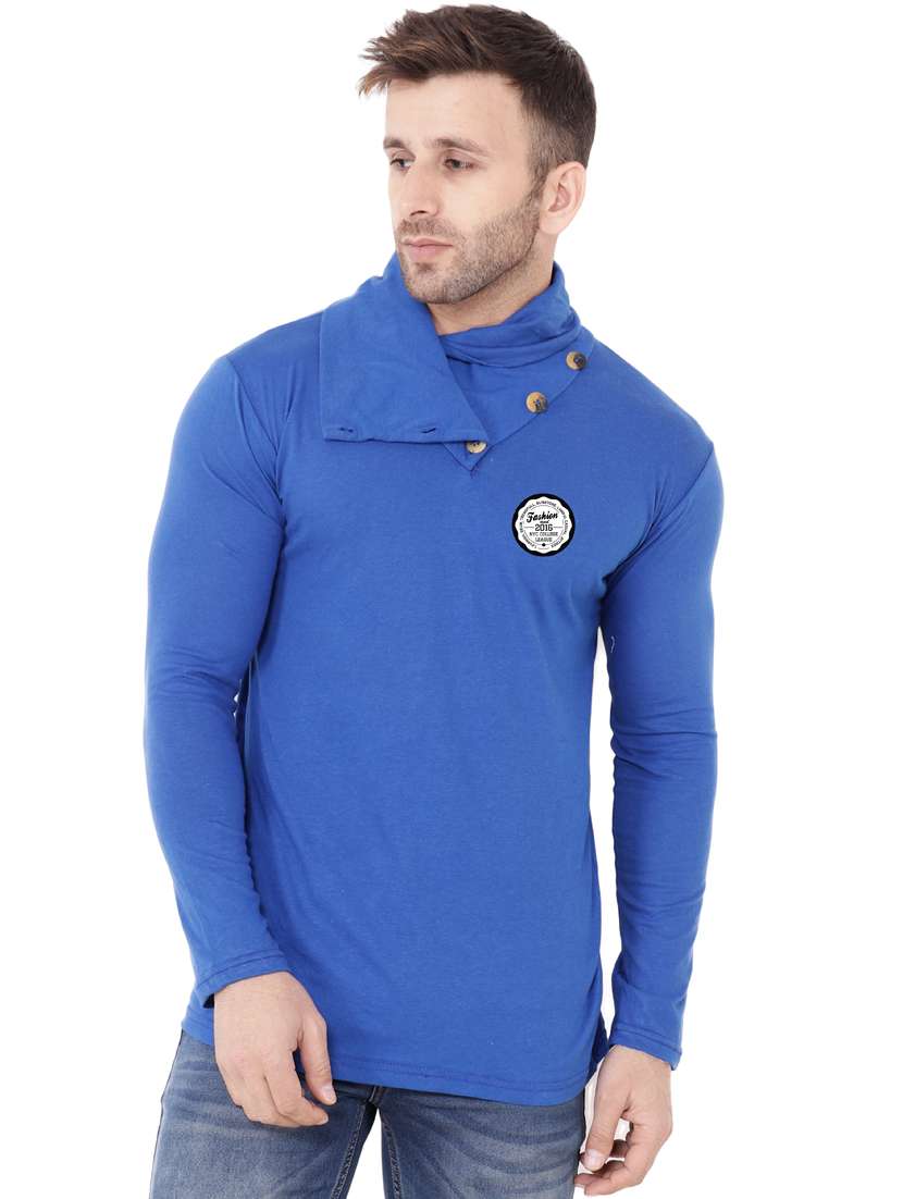 blue cotton blend t-shirt