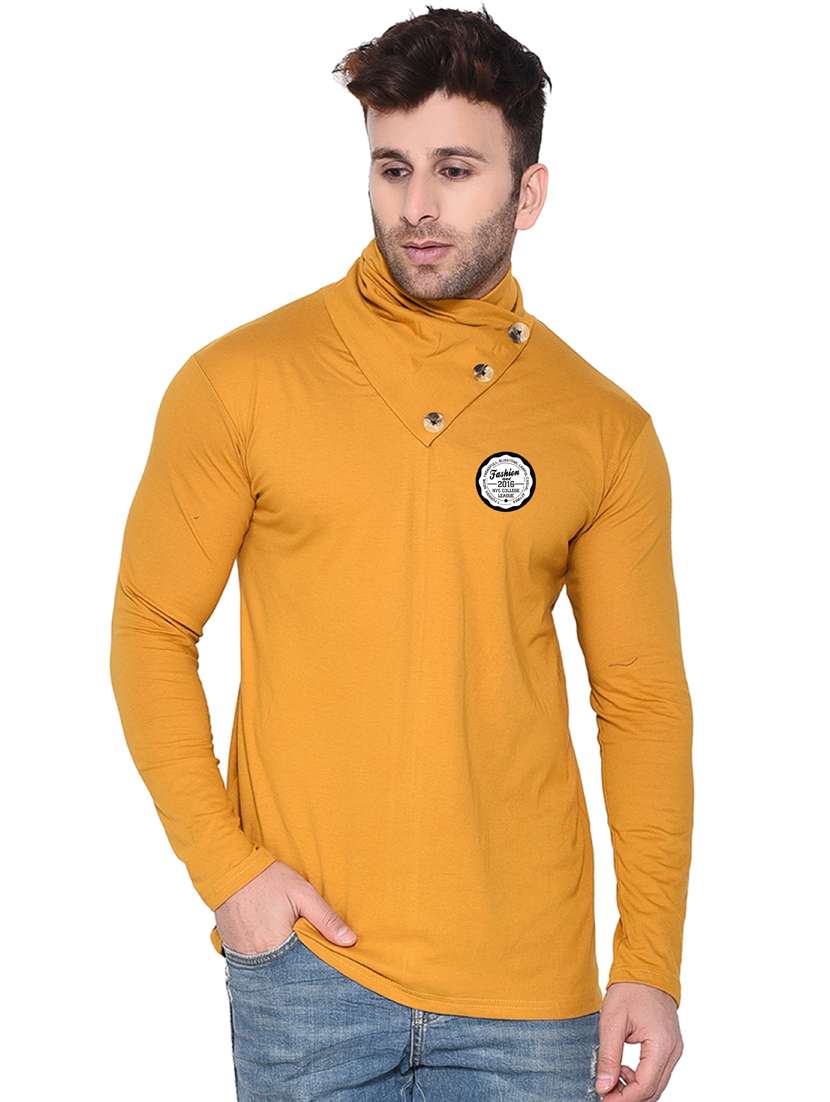 mustard cotton blend t-shirt