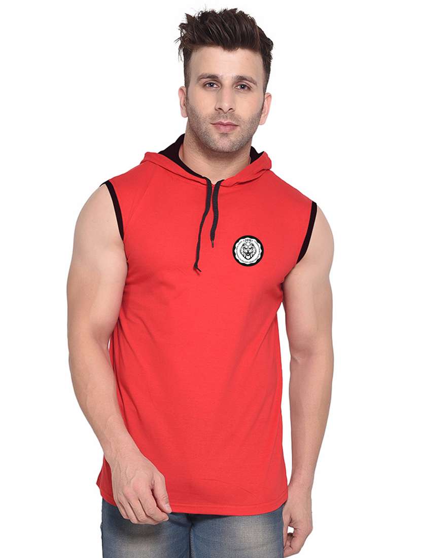 red cotton blend t-shirt