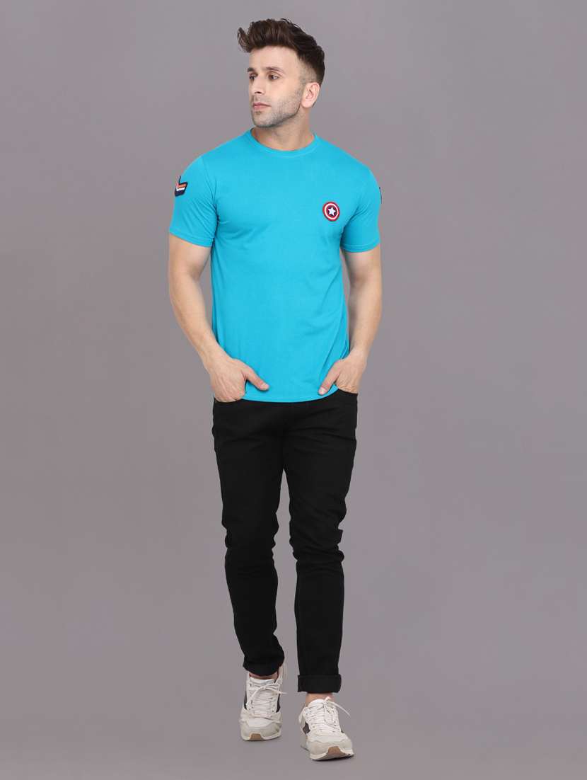 men logo print round neck t-shirt - 20841671 -  Standard Image - 3