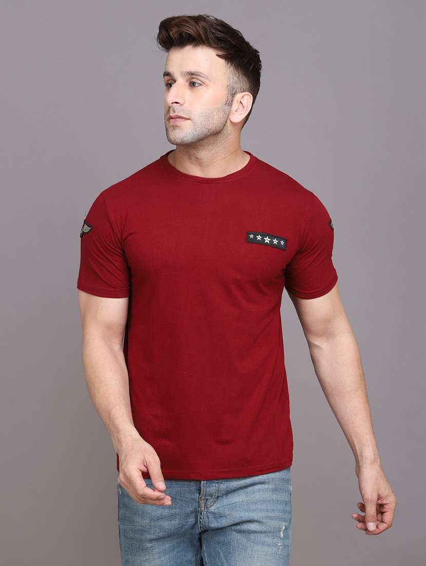 men solid round neck t-shirt