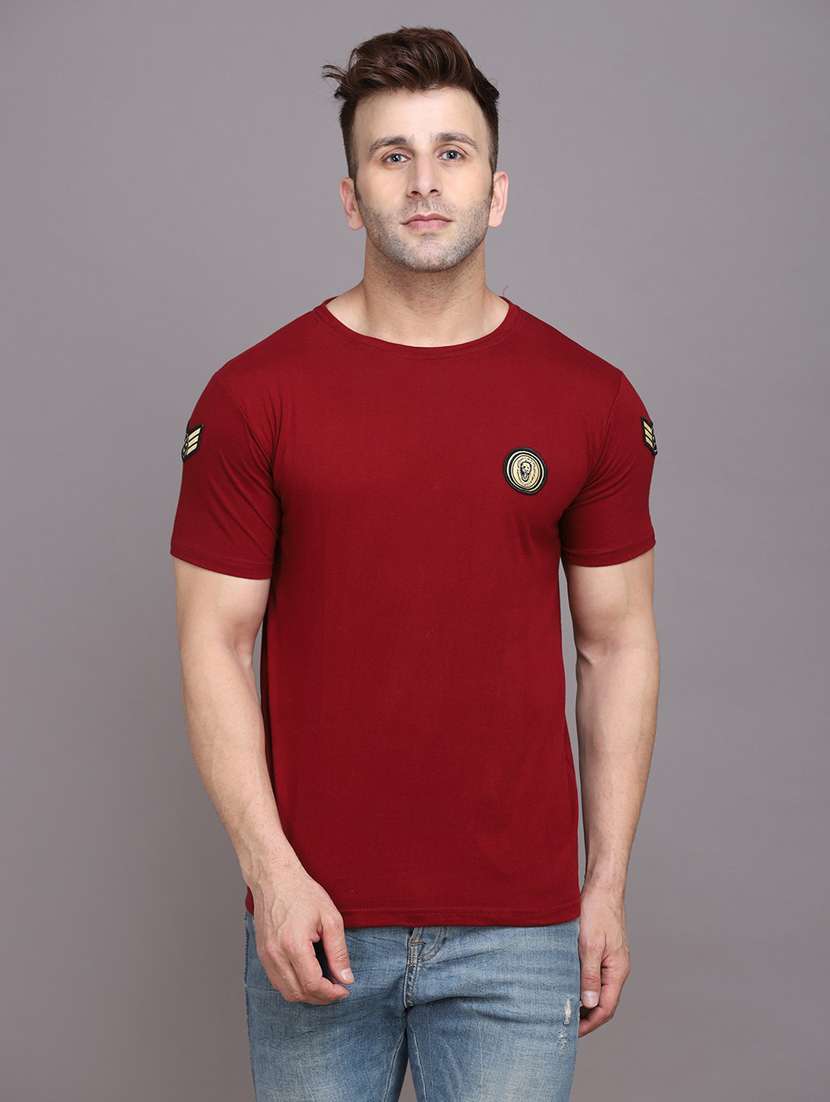 maroon cotton blend t-shirt