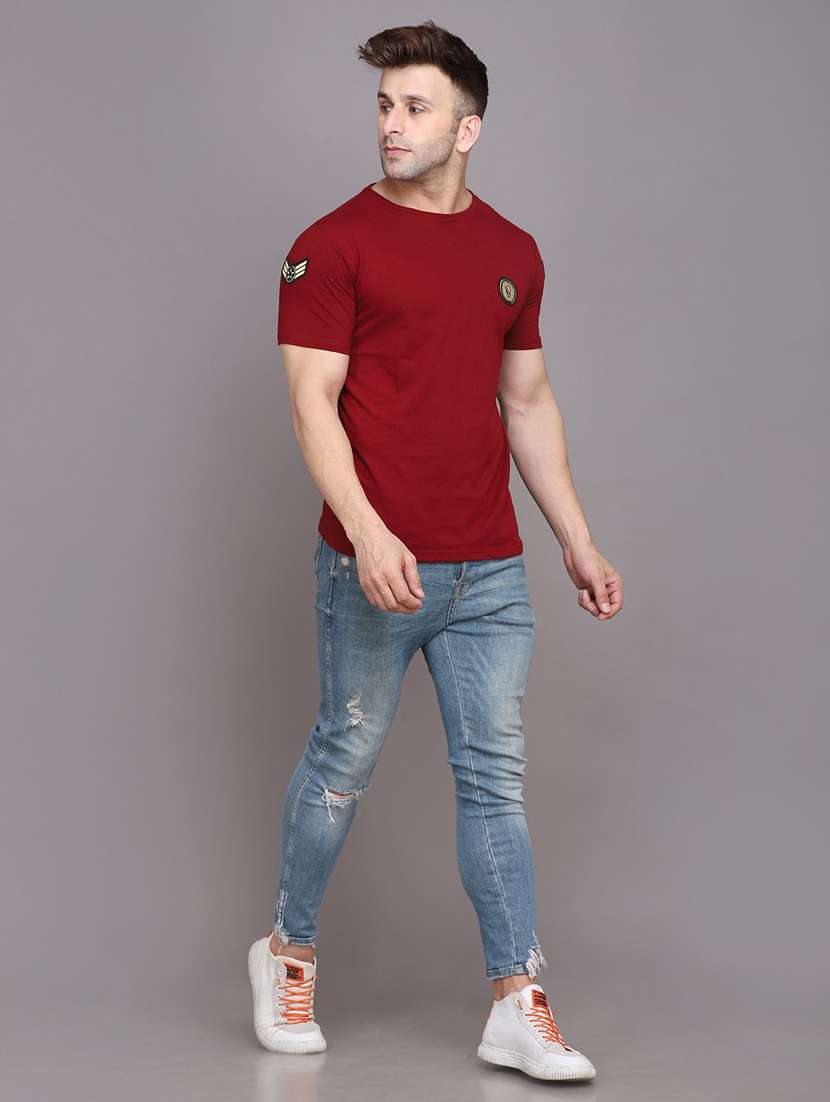 maroon cotton blend t-shirt - 20841683 -  Standard Image - 3