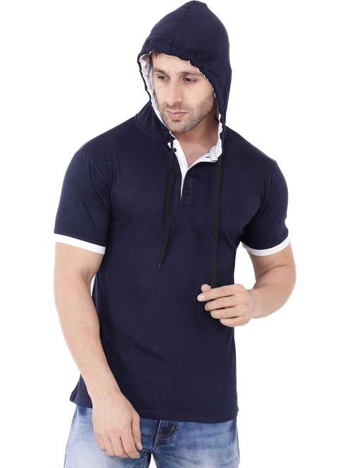navy blue cotton blend t-shirt - 20841695 - Standard Image - 0
