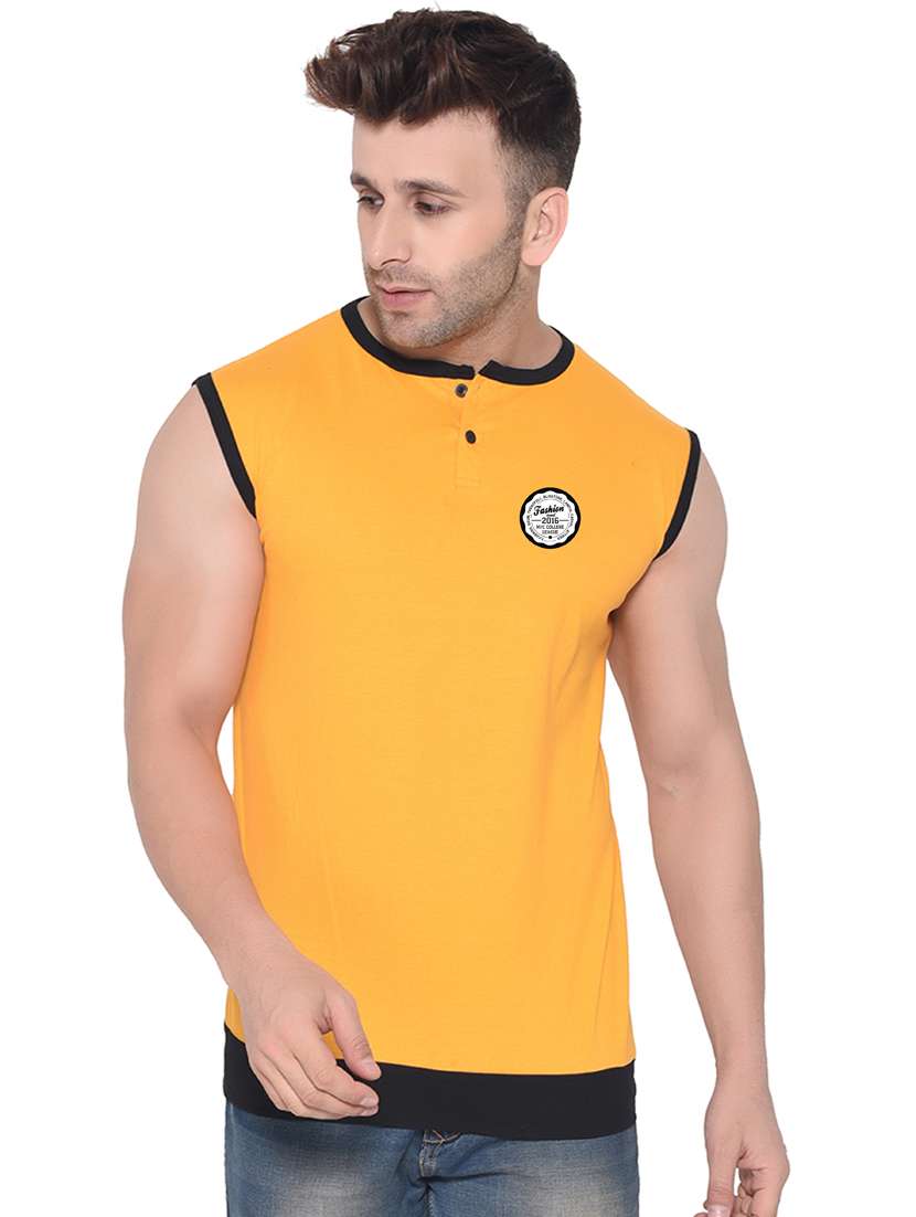 yellow cotton blend t-shirt