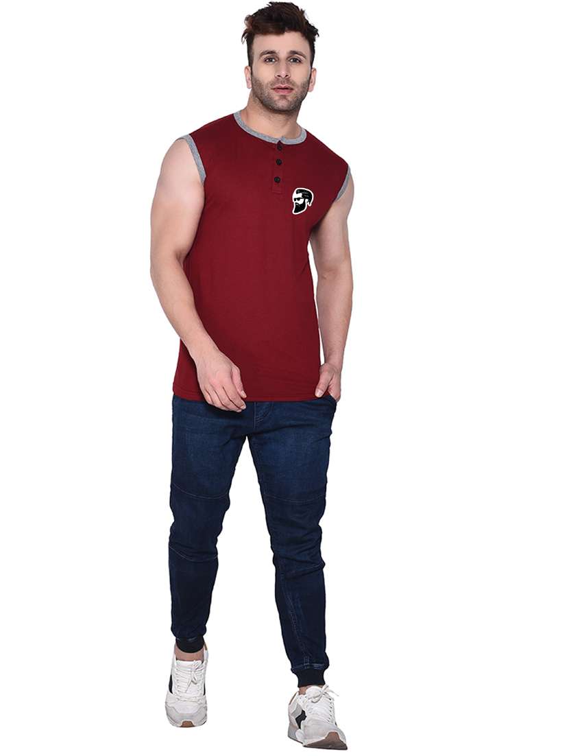 maroon cotton blend t-shirt - 20841717 -  Standard Image - 3