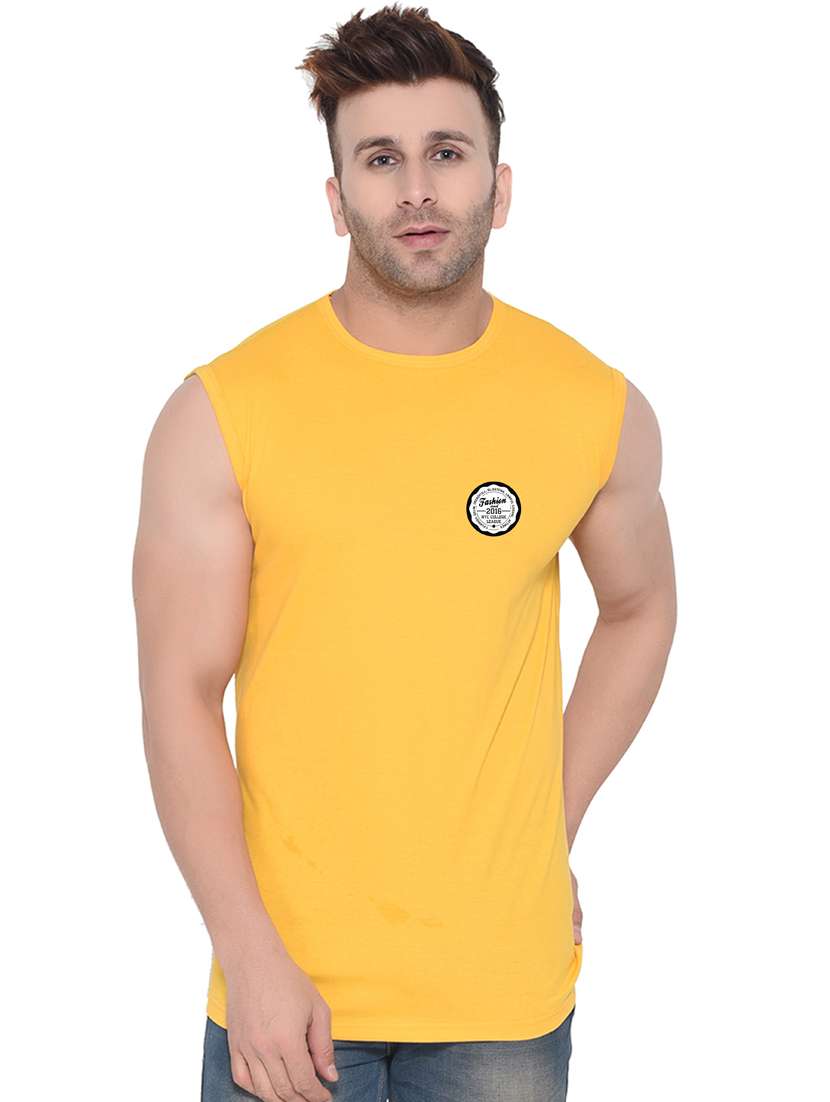 men logo print round neck sleeveless t-shirt
