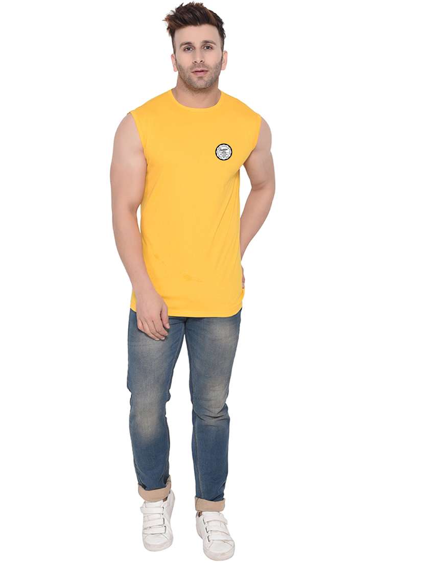 men logo print round neck sleeveless t-shirt - 20841730 -  Standard Image - 3