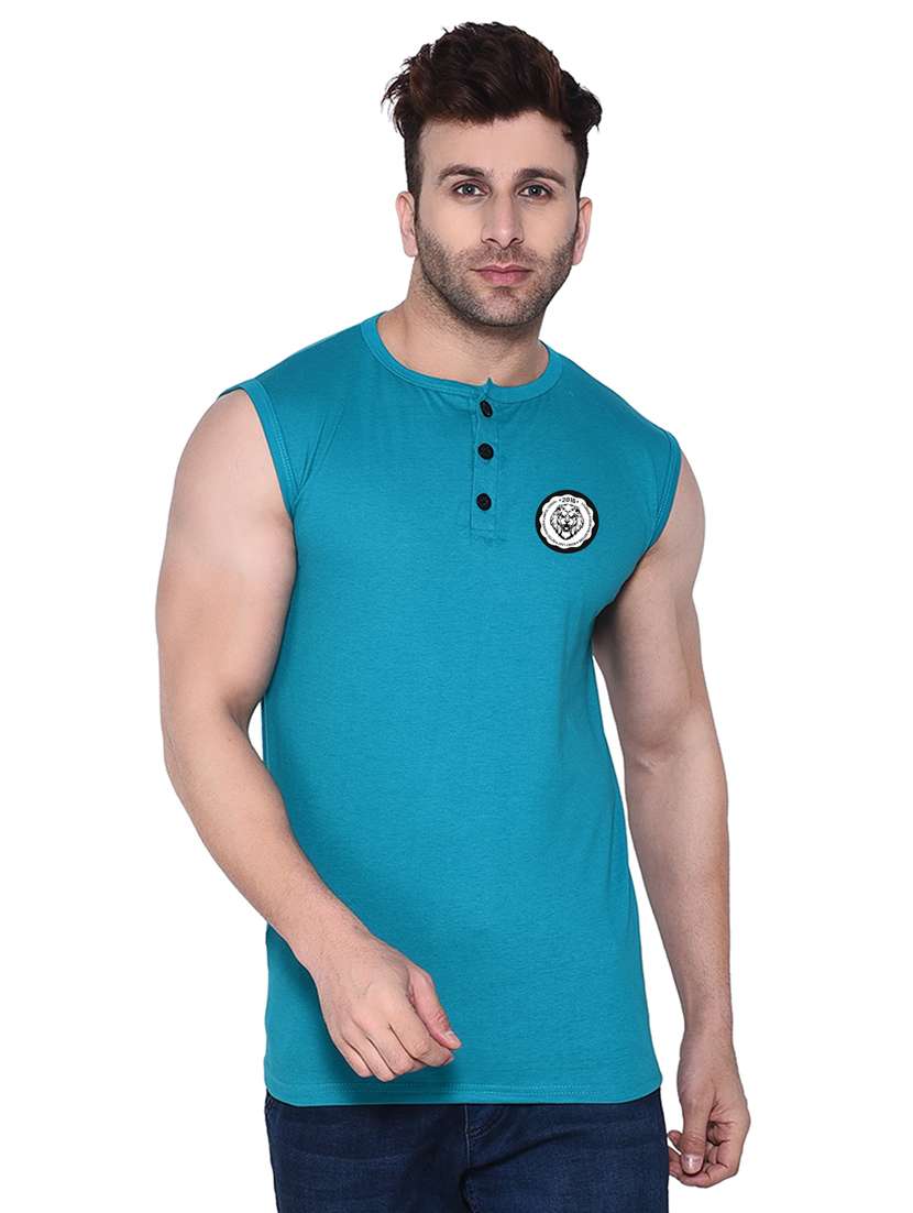 blue cotton blend t-shirt