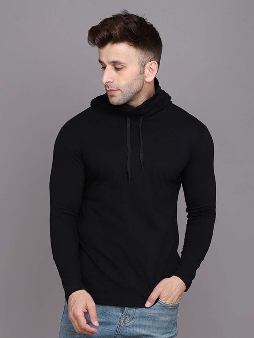 black cotton blend t-shirt