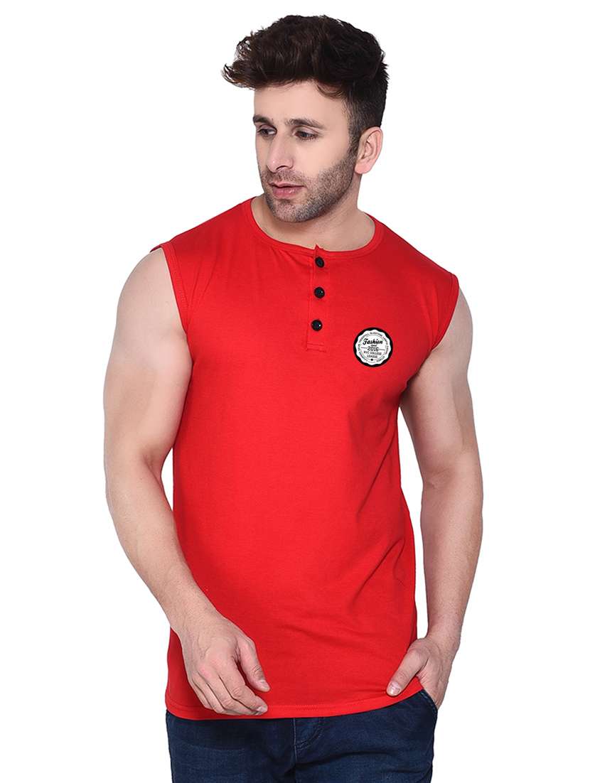 red cotton blend t-shirt