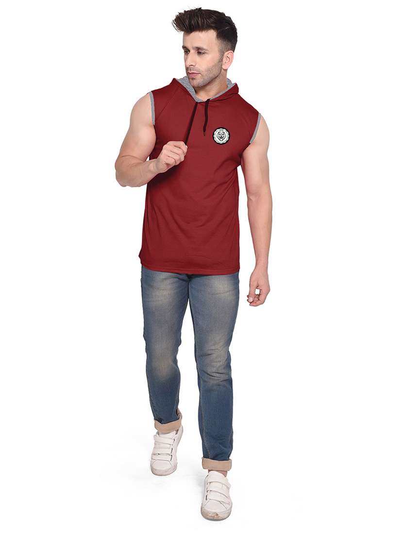 maroon cotton blend t-shirt - 20841798 -  Standard Image - 3