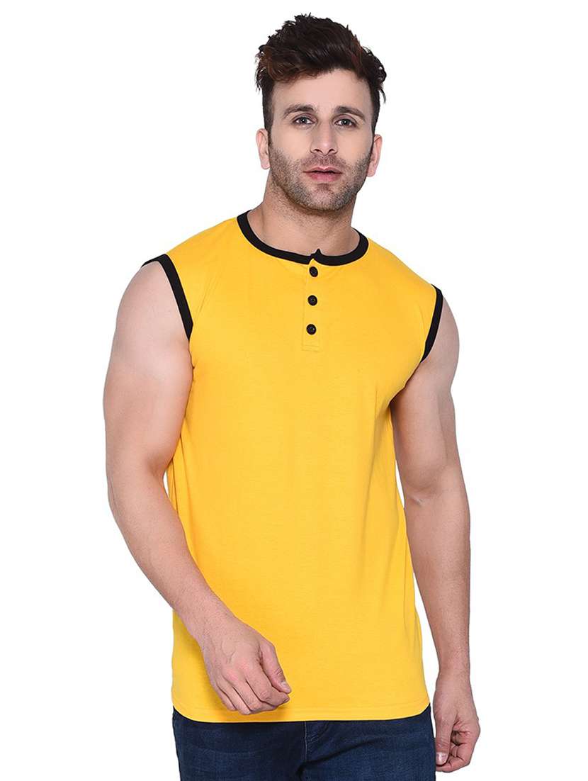 yellow cotton blend t-shirt