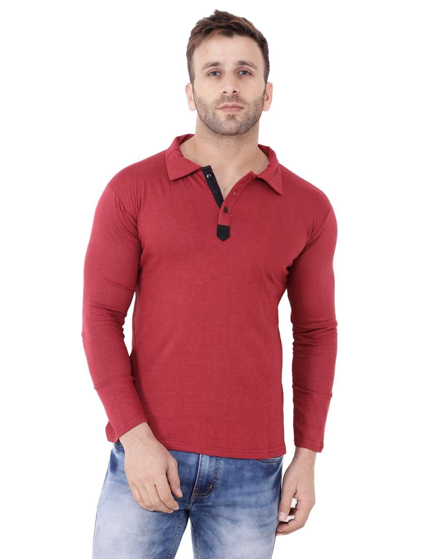 maroon cotton blend t-shirt