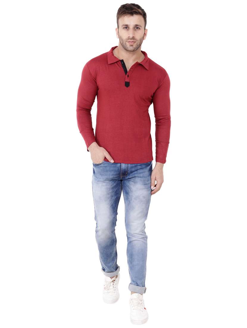maroon cotton blend t-shirt - 20841858 -  Standard Image - 3