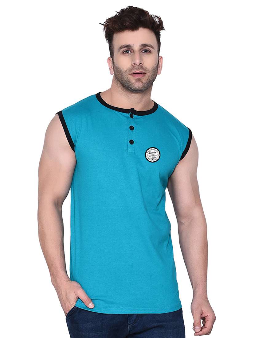 turquoise cotton blend t-shirt