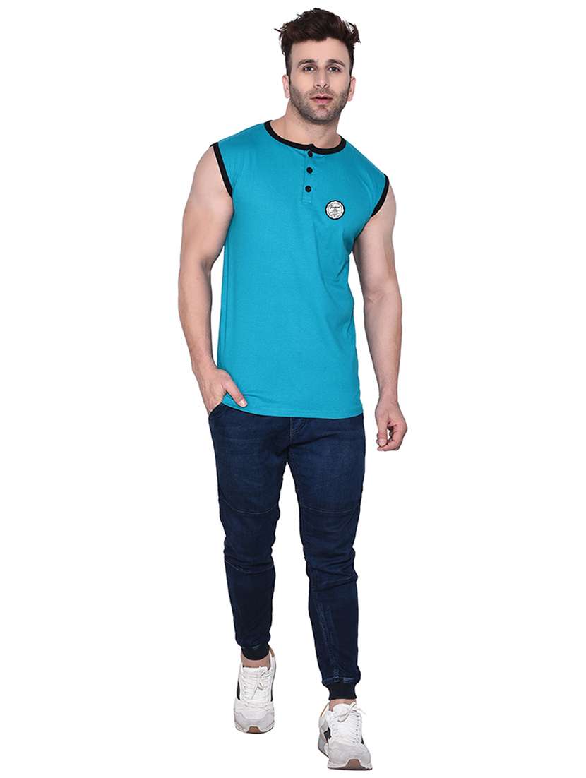 turquoise cotton blend t-shirt - 20841863 -  Standard Image - 3
