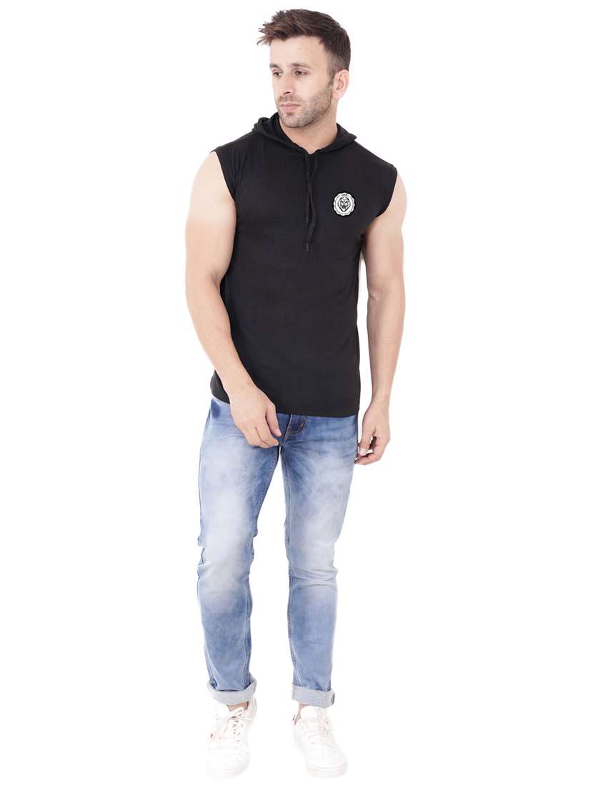 men solid sleeveless hooded t-shirt - 20841890 -  Standard Image - 3