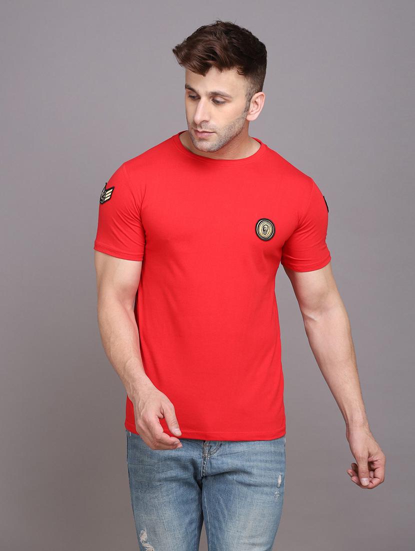 red solid cotton blend t-shirt - 20841992 - Zoom Image - 0