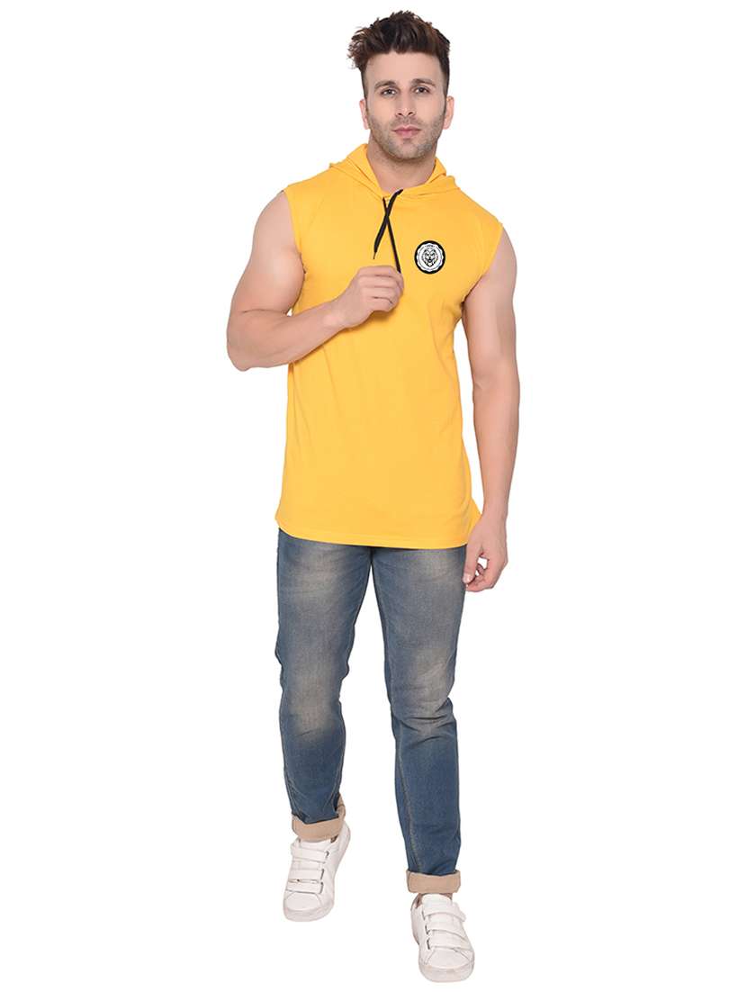 men solid sleeveless hooded t-shirt - 20842005 -  Standard Image - 3