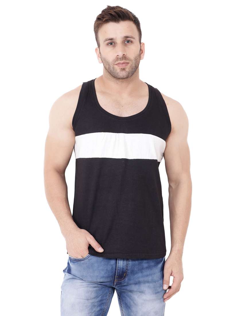men sleeveless color block t-shirt