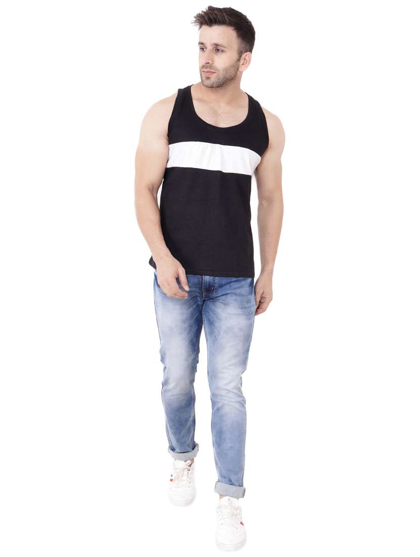 men sleeveless color block t-shirt - 20842015 -  Standard Image - 3