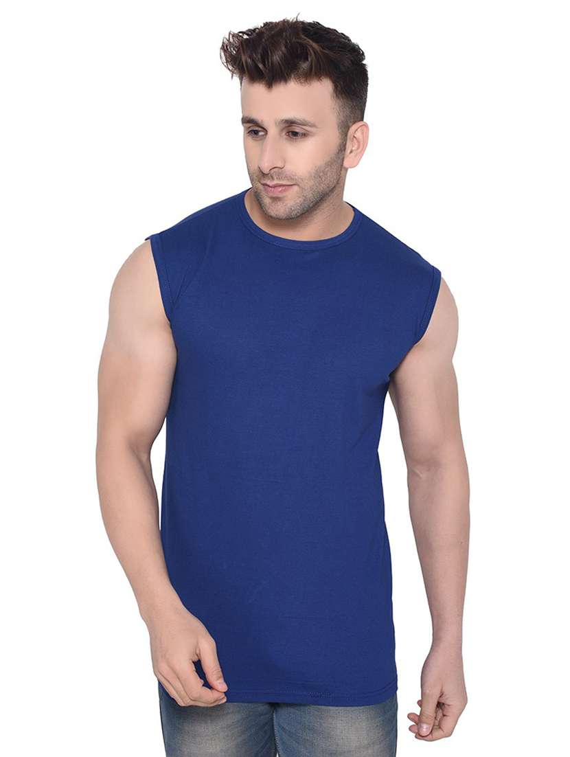blue cotton blend  t-shirt