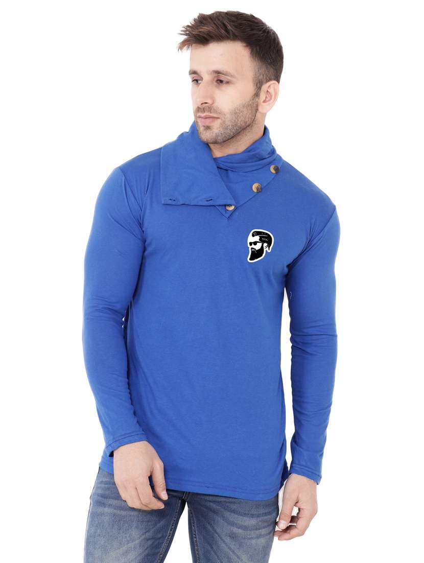 blue cotton blend t-shirt