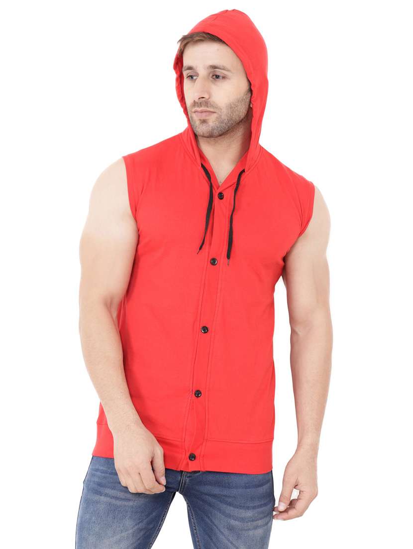 red solid cotton blend t-shirt